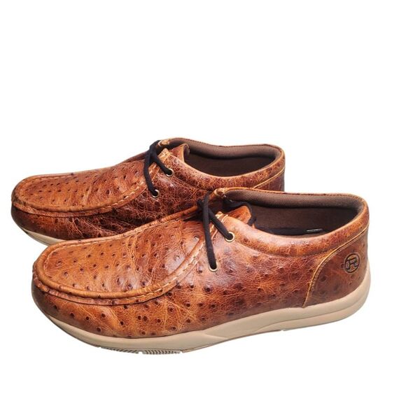 Roper Men\'s Ostrich Print Leather Clearcut Low Casual Shoes Moc Toe 10.5 EE. main image 8